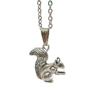New Squirrel Pendant Necklace 18" Stainless Chain - Nature Wildlife Jewelry Gift